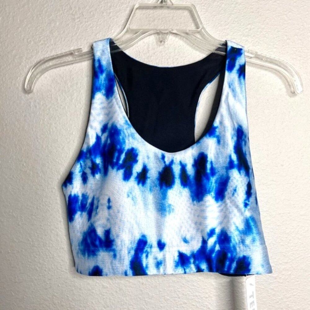 NEW Terez Racerback Workout Sports Bra Blue Tie-dye Large